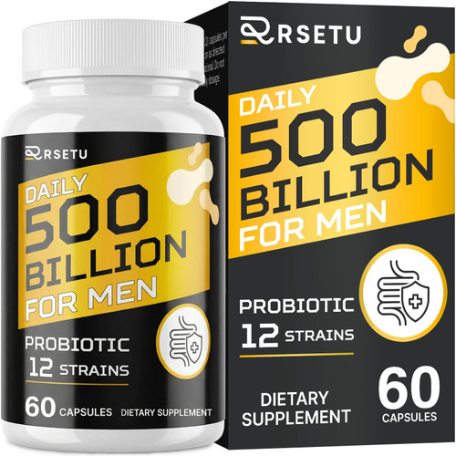 Probiotics for Men, 500 Billion CFUs & 12 Strains, Mens Probiotic, 60 Caps