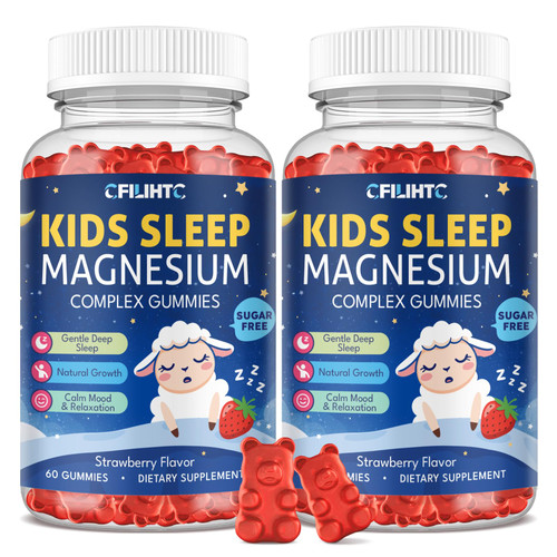 Magnesium Gummies for Kids, Magnesium Glycinate Gummies with Chamomile, Lemon Balm, Calcium, Vitamin B6, D3 for Kids & Adults Sleep, Growth, Calm & Relaxation, Sugar Free, Strawberry Flavor 120 Counts