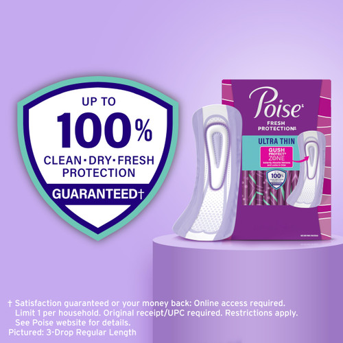 Poise Ultra Thin Incontinence & Postpartum Pads for Bladder Leaks, 4 Drop Moderate Absorbency, Regular Length, 144 Count (Packaging May Vary)