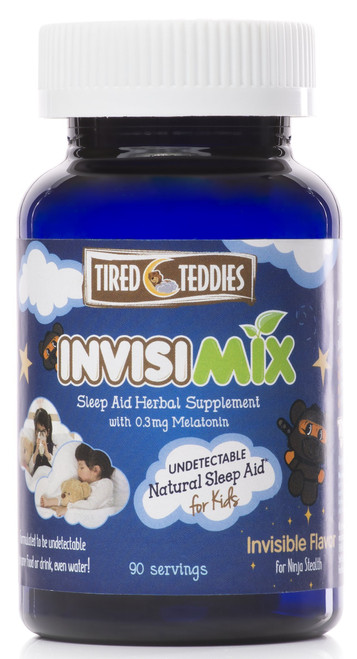 Tired Teddies InvisiMix Low Dose Melatonin 300 mcg - Tasteless Textureless Powder Liquid Mix-in for Kids Ages 2+, 90 Servings