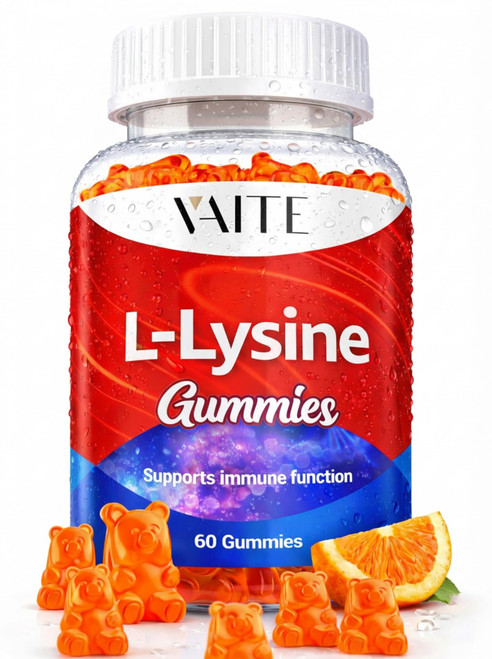 VAITE L-Lysine 1000mg Gummies - Supports Skin, Lip, Vegan, Gluten Free, Vitamins for Adults Tissue Health & Immune System, Chewables, Amino Acid Vitamin Supplement & Complex Supplements, Non-GMO