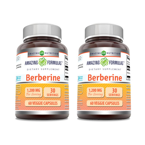 Amazing Formulas Berberine 1200 Mg per Serving | Vegetarian Capsules Supplement | Non-GMO | Gluten-Free | Made in USA (60 Count | 2 Pack)