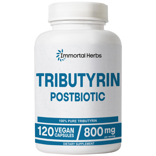 Immortal Herbs Tributyrin Supplement 800mg, Advanced Butyrate Form, 55% Standardized, More Effective Delivery Than Sodium Butyrate, 120 Capsules, Non-GMO & Gluten Free Postbiotic Supplement