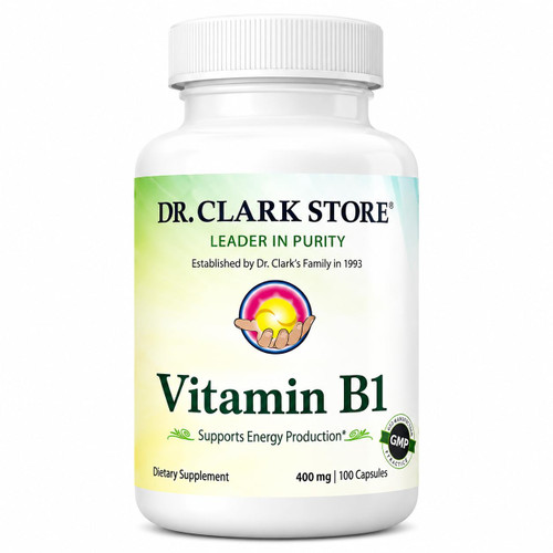 Dr. Clark Vitamin B1 Thiamine 400mg Supplement -Thiamine B1 Supplement for Healthy Nervous System & Energy Metabolism, Gluten-Free, Dairy Free - 100 Gelatin Capsules