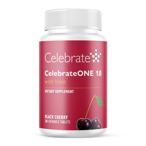 Celebrate Vitamins CelebrateONE 18 Chewables, 18mg Iron - Once Daily Bariatric Multivitamin, Essential Vitamins & Minerals - Gastric Bypass & Sleeve Gastrectomy Supplement - Black Cherry (30 Tablets)