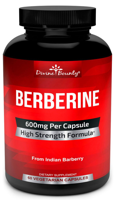 Divine Bounty Berberine Supplement with 600mg Berberine HCl, 60 Capsules