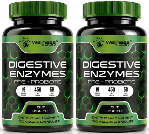 Digestive Enzymes with Probiotics and Prebiotics 450mg, 240 Count
