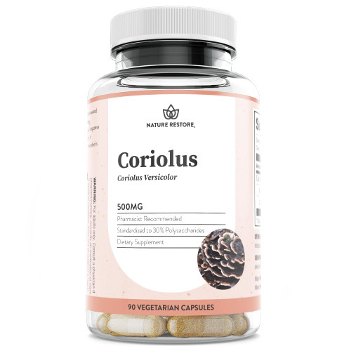 Nature Restore Coriolus Versicolor Mushroom Extract Supplement, 30 Percent Polysaccharides, Non GMO, Gluten Free, 90 Capsules, Original Turkey Tail Mushroom Supplement
