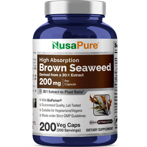Brown Seaweed, Non-GMO, Vegan, 200mg, 200 Veg Capsules - 200 Servings