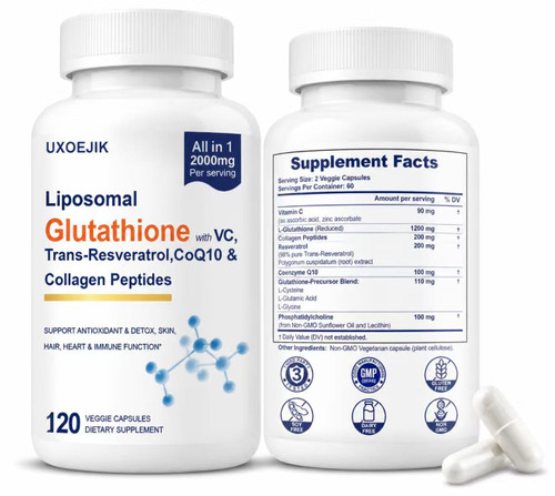 Liposomal Glutathione Supplement, 2000MG Glutathione Liposomal, 120 Count