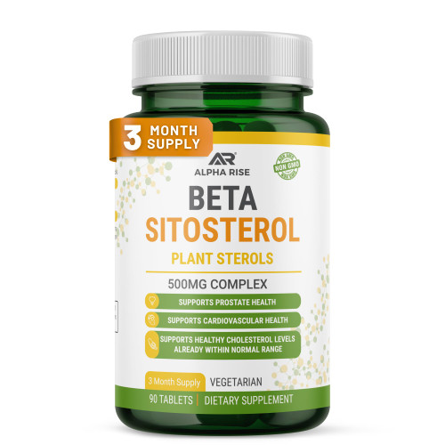 ALPHA RISE Beta Sitosterol - 500mg Tablets - Non-GMO - Support Prostate and Healthy Cholesterol Levels - Phytosterols Complex - Natural Plant Sterols and Stanols