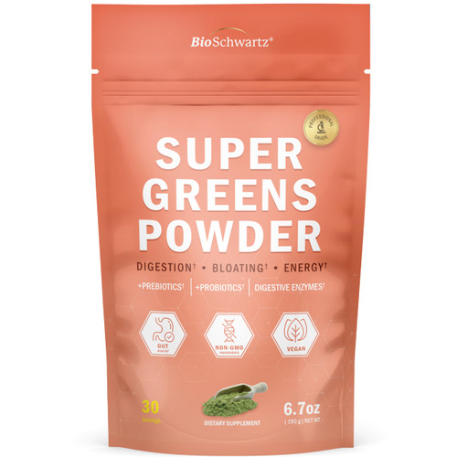 Super Greens Powder with Probiotics, Prebiotics, Digestive Enzymes