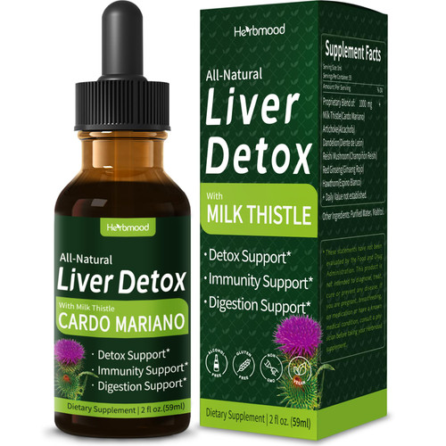 Herbmood Milk Thistle Cardo Mariano Extract Drops for Liver Detox Support