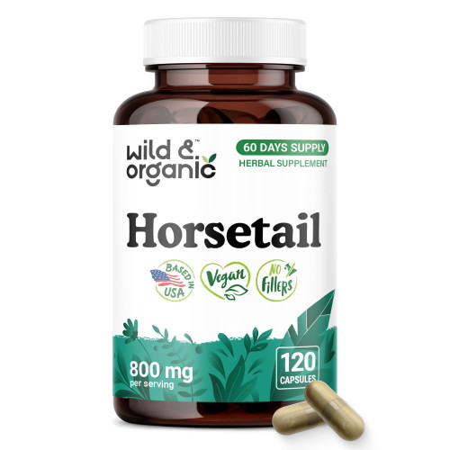 Wild & Organic Horsetail Capsules - Hair, Skin & Nail Support - 120 Count