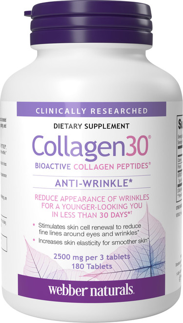 Webber Naturals Hydrolyzed Collagen Peptides, Anti-Wrinkle, 180 Tablets