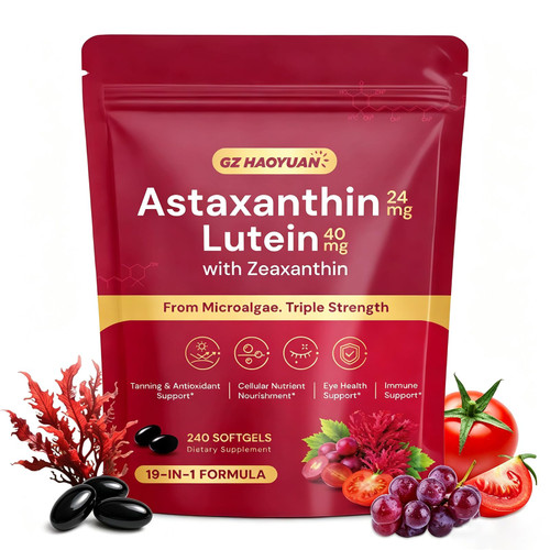 19 in 1 Astaxanthin 24mg, 8 Month Supply, Astaxanthin Supplements Sourced from Fresh Microalgae with Lycopene, Grape Seed, Vitamin E, Supports Eye, Immune, Skin Health, Antioxidant - 240 Capsules