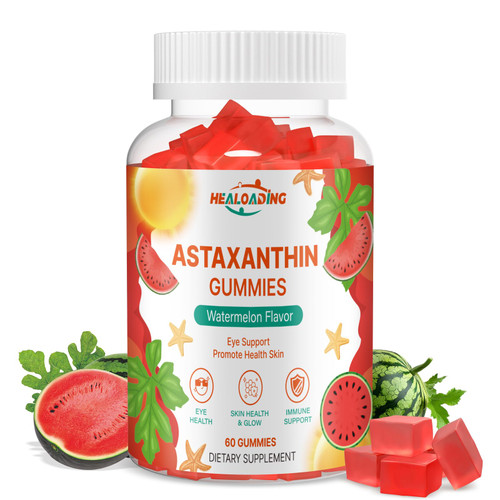 HEALOADING Astaxanthin 12mg Supplements Gummies: Antioxidant Supplement to Support Eye, Skin, Joint & Immune System Health Non-GMO & Gluten-Free (60 Gummies)