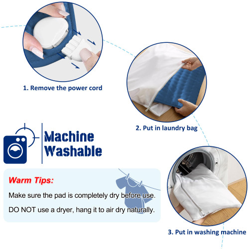 40"X20" Electric Heating pad with 6 Heat Settings, Auto Shut Off, Dry Electric Heating for Back Neck Knee Arms Legs Shoulder Heat Pads for Christmas Birthday Father's Day Mother's Day (Dark Blue)