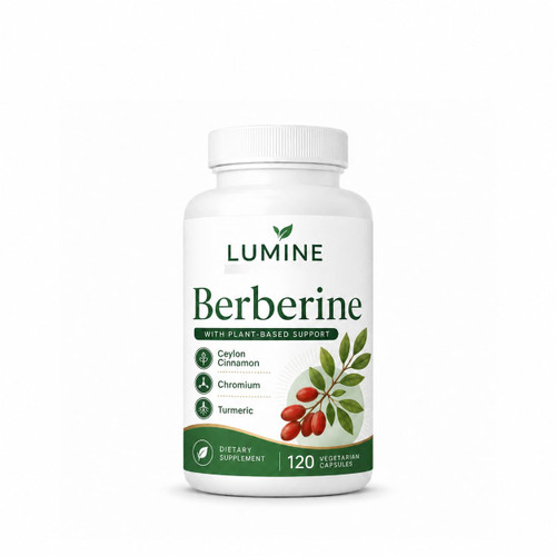 LUMINE Organics Berberine Capsules, Berberine 4 in 1 Complex, Vegan Non-GMO Daily Supplement, 180 Capsules