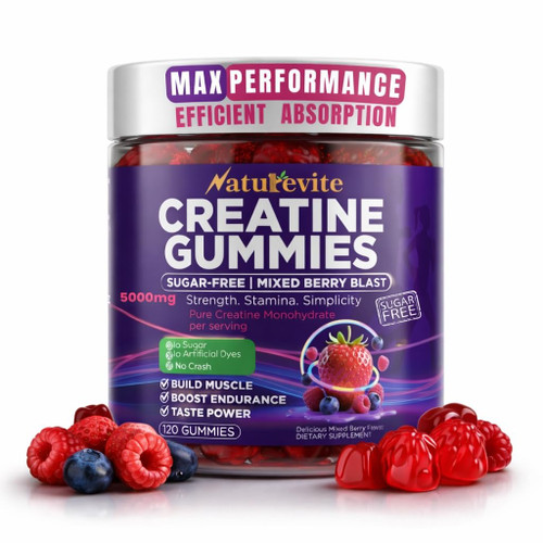 Sugar free Creatine Gummies 5000mg — 22% More Strength, 7X Energy (30-Days)