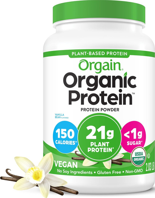 Orgain Organic Vegan 21g Protein Powder, Vanilla Bean, 2.03 lb