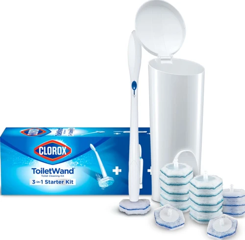 Clorox ToiletWand Toilet Bowl Cleaner- Toilet Brush, Storage Caddy and 16 Disinfecting Refill Heads