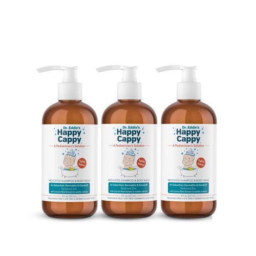 Happy Cappy Medicated Shampoo and Body Wash - 8 Fl Oz (Pack of 3)