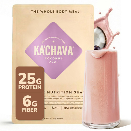 Ka’Chava Whole Body Meal Shake Coconut Acai 2 lb – Vegan Protein Powder with 85+ Superfoods & Greens – Plant-Based Meal Replacement – Probiotics & Digestive Enzymes – Gluten & Dairy Free (15 Servings)