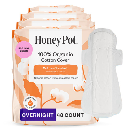 The Honey Pot Company - Cotton Comfort - Overnight Pads for Women