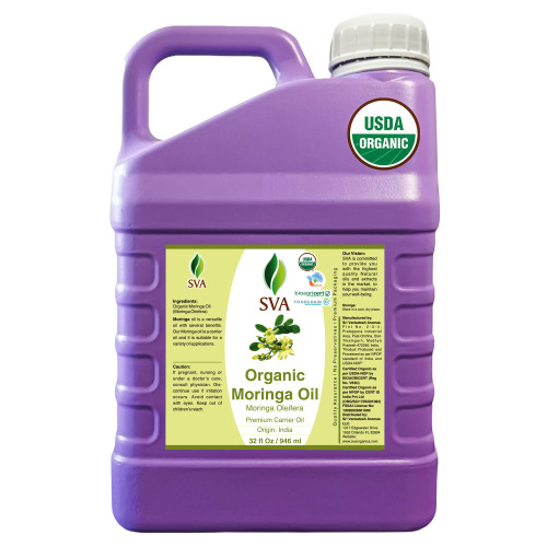 SVA Organic Moringa Seed Carrier Oil, Large Size, 32 Fl Oz (946 ml)