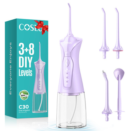 COSLUS C30 Portable Water Dental Flosser Pick Teeth, Upgraded DIY Mode