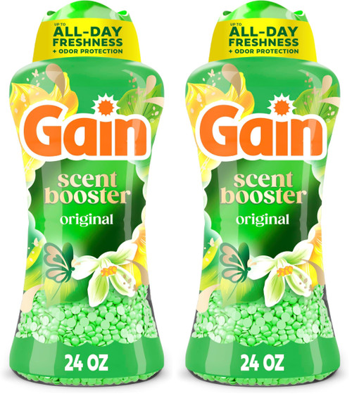 Gain In-Wash Laundry Scent Booster Beads, Original Scent, 24.0 OZ, Fresh Extender + Odor Protection, (Pack of 2)