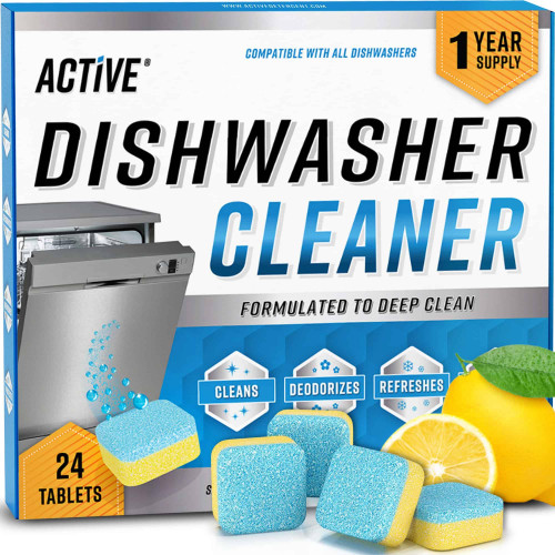 Dishwasher Cleaner And Deodorizer Tablets - 24 Pack Deep Cleaning Descaler Pods for Dish Washer Machine, Heavy Duty, Septic Safe, Natural Limescale Remover, Calcium, Odor, Smell - 12 Month Supply