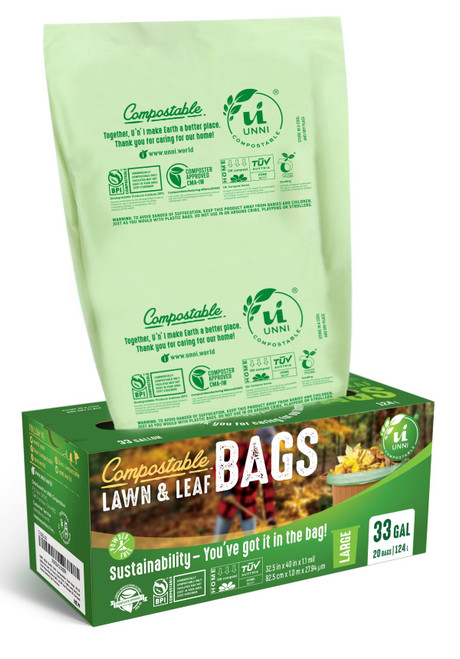UNNI 30-33 Gallon Compostable Bags, 40 Count, 124 L, Extra Thick 1.1 Mil