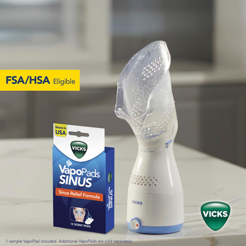 Vicks Sinus Inhaler, Plug-in Non-Medicated Steam Inhaler for Sinus Relief, Allergies, Congestion & Colds, Vocal Steamer, Soothes Nasal & Throat Passages, Works with VapoPads (1 Included)