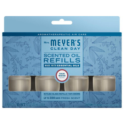 MRS. MEYER'S CLEAN DAY Premium Scented Oil, Rain Water, 4 Refills