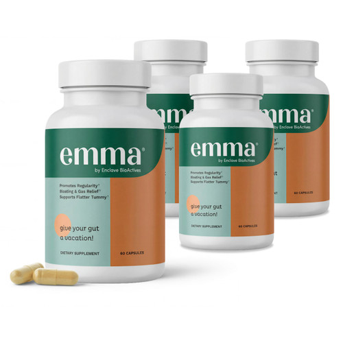 Emma Relief Gut Health Support, Digestive, Gas & Bloating, 60 Caps, 4 Pack