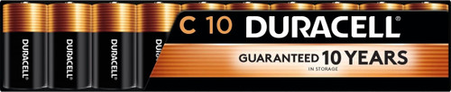 Duracell Coppertop C Batteries, 10 Count, 10-Year Shelf Life, Long-lasting