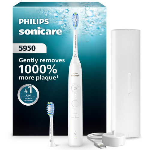 Philips Sonicare 5950 Rechargeable Electric Toothbrush, 2 Brush Head, White