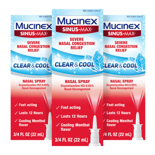 Mucinex Sinus-Max Clear & Cool Nasal Spray Decongestant, .75 Fl Oz (3 Pack)