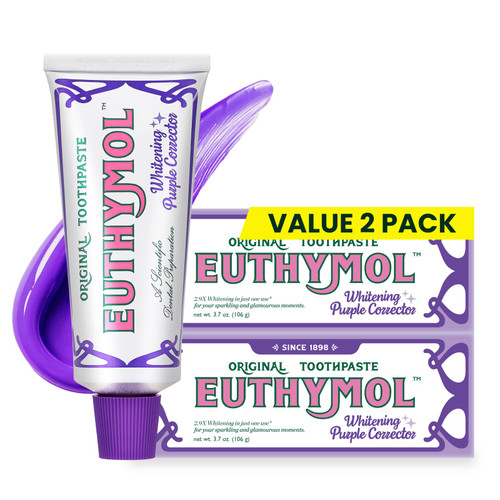 EUTHYMOL Purple Whitening Toothpaste, Instant Tone-up | 3.7 floz*2 (2 Pack)