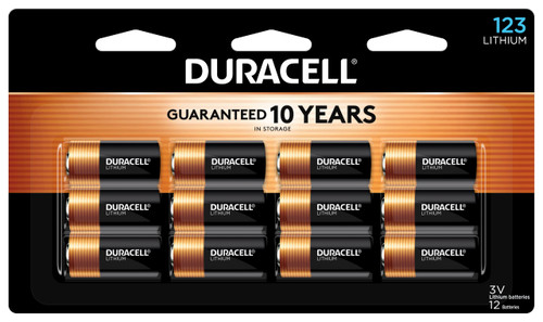 Duracell CR123A 3V Lithium Battery, 12 Count, 10-Year Storage, High Power