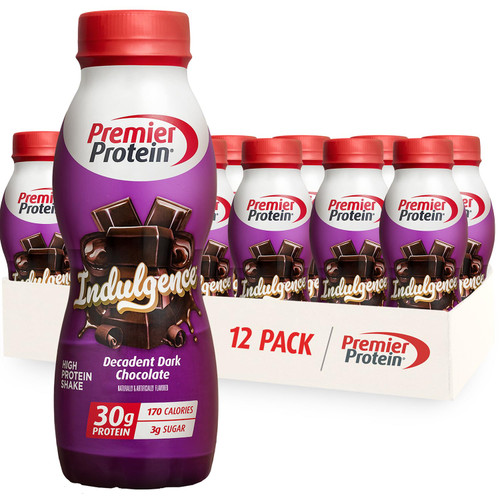 Premier Protein INDULGENCE 30g Shake, Decadent Dark Chocolate, 12 Pack