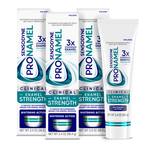 Sensodyne Pronamel Clinical Enamel Strengthening Toothpaste, Whitening Action, 3.4 oz (3 Pack)