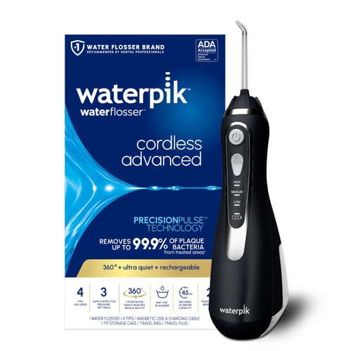 Waterpik Cordless Advanced Portable Water Flosser, Rechargeable, Black
