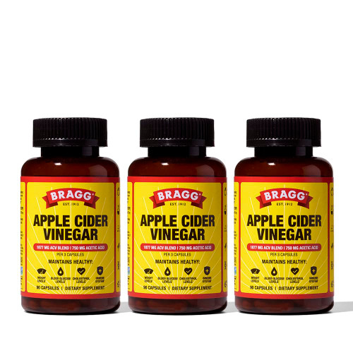 Bragg Apple Cider Vinegar Capsules - Daily Wellness Vitamin D & Zinc - 3pk