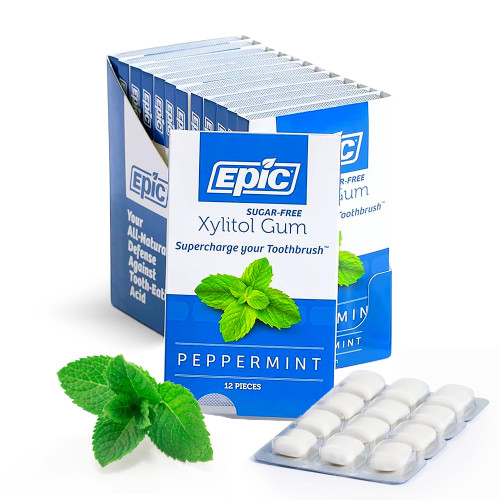 Epic Xylitol Peppermint Gum, 144 Pieces (12-Pack)