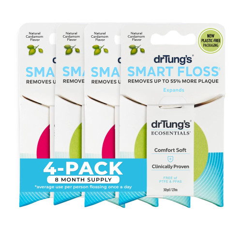 DrTung's Smart Floss - Natural Dental Floss, Cardamom Flavor - Pack of 4