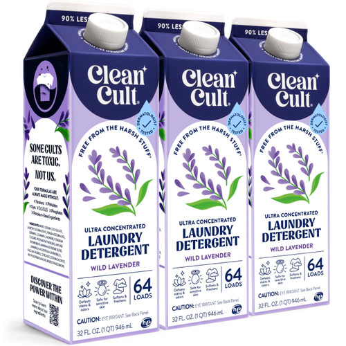 Ultra Concentrated Liquid Laundry Detergent Soap, 192 loads (96 oz), Long Lasting Scent, 90% Less Plastic, No Harsh Chemicals, Wild Lavender, Defeats Stains & Odors, HE/Standard Compatible