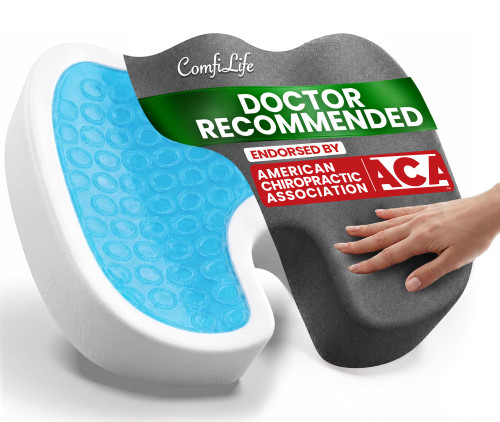 ComfiLife Doctor Recommended Seat Cushion - Premium Gel & Memory Foam Office Chair, Car Seat, Lifting Cushion - Chair Cushions for Back & Sciatica Relief - Seat Cushions for Office & Desk (Charcoal)